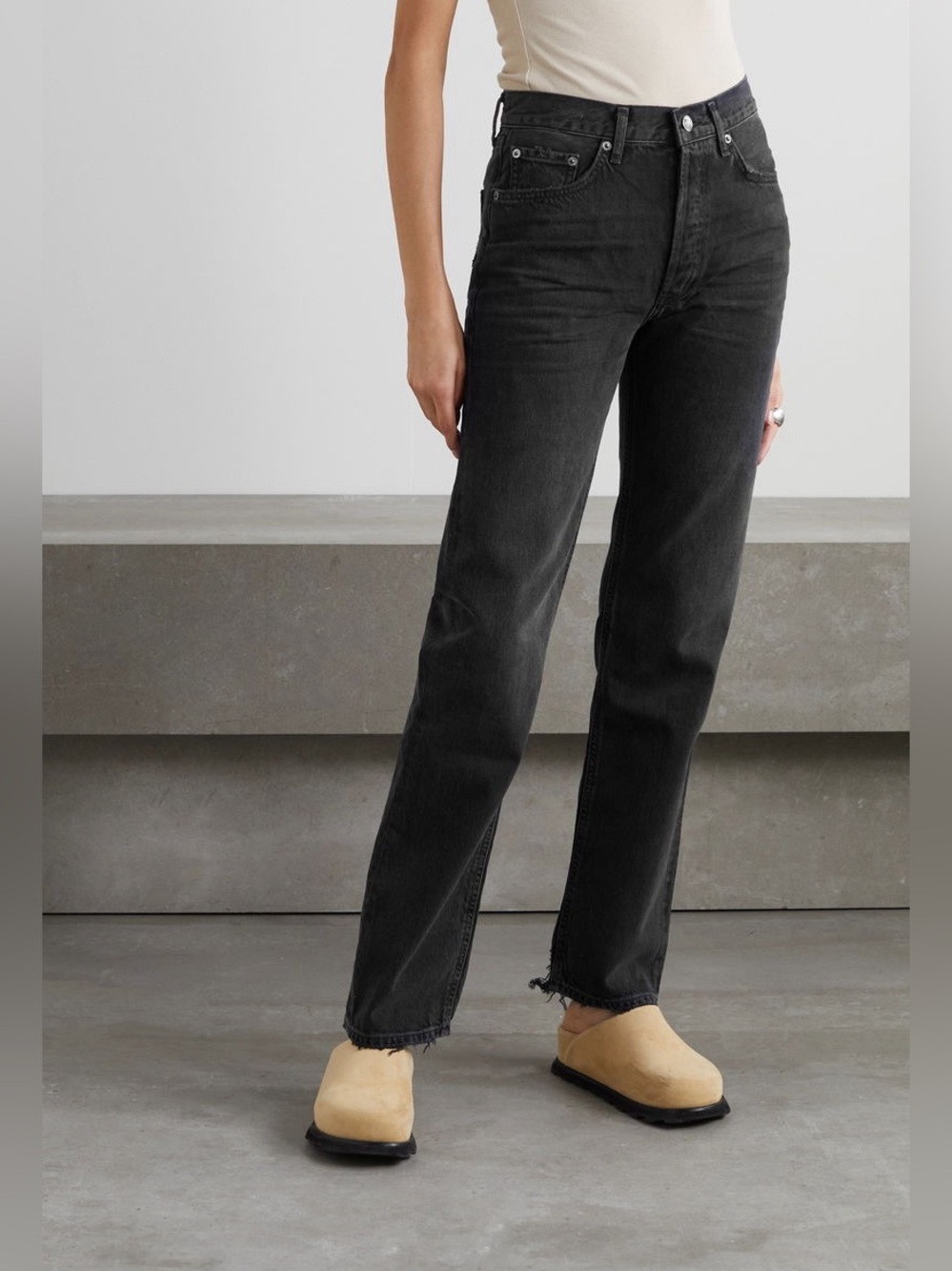 Agolde Lana High Rise Straight Leg Distressed Hem Jeans, Size 31
